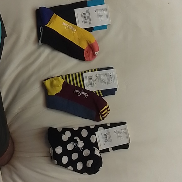 3 pairs of Happy Socks, unused, size 10-13 (fits me fine, size 9.) - Picture 2 of 2